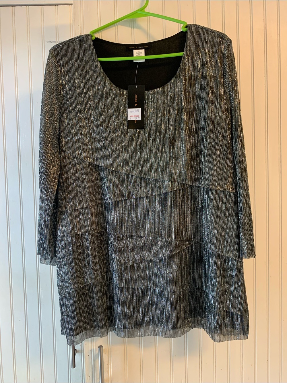 Jennie and Marlies women’s Metallic Black Shimmery Layered Blouse